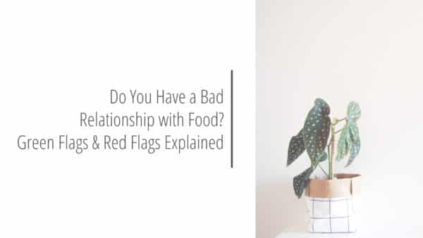 Post header image that reads Do You Have a Bad Relationship with Food Green Flags and Red Flags Explained