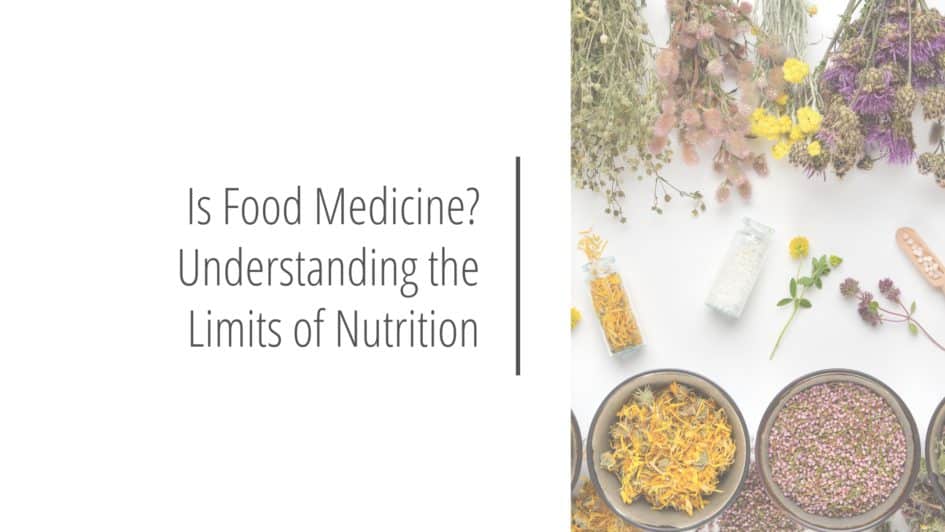Post header image that reads Is Food Medicine Understanding the Limits of Nutrition